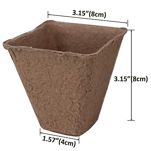 Huvai 100 Pack 3.15 Square Biodegradable Peat Pots Plant Seedling...