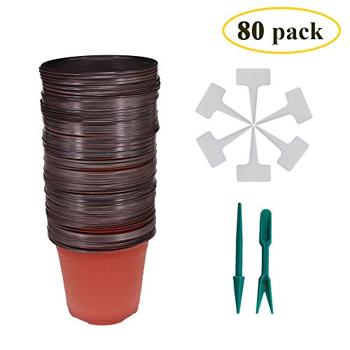 Huvai 80 Pcs 6 Plastic Seedlings Plants Nursery Pots with 80 Pcs ...