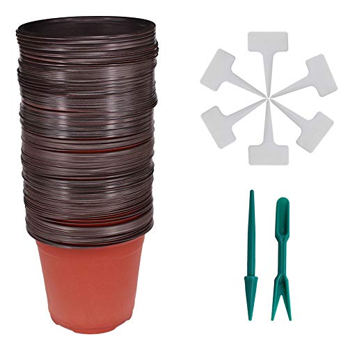 Huvai 80 Pcs 6 Plastic Seedlings Plants Nursery Pots with 80 Pcs ...