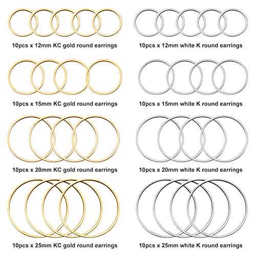 80pcs Earrings Beading Hoop Earring Circle Charms Round Beading Ho...