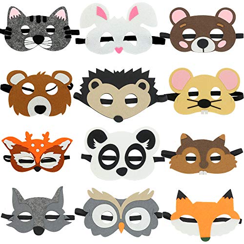 Hvogvok 12 pcs Animal Masks Halloween Masks Dress-Up Party Accesso...