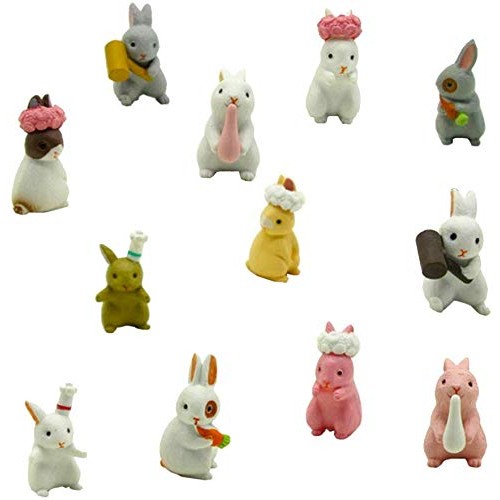 Hvogvok 12 pcs Lovely Rabbits Animal Characters Toys Figurines Pla...
