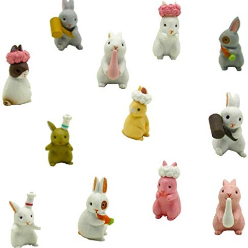Hvogvok 12 pcs Lovely Rabbits Animal Characters Toys Figurines Pla...