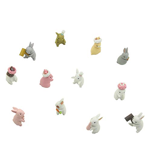 Hvogvok 12 pcs Lovely Rabbits Animal Characters Toys Figurines Pla...