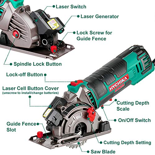 Mini Circular Saw, HYCHIKA Compact Circular Saw Tile Saw with 3 Sa...