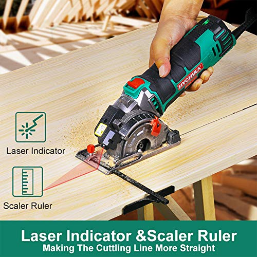 Mini Circular Saw, HYCHIKA Compact Circular Saw Tile Saw with 3 Sa...