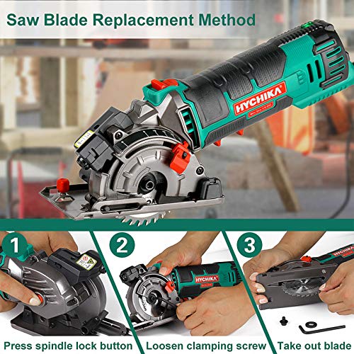 Mini Circular Saw, HYCHIKA Compact Circular Saw Tile Saw with 3 Sa...
