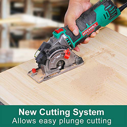 Mini Circular Saw, HYCHIKA Compact Circular Saw Tile Saw with 3 Sa...