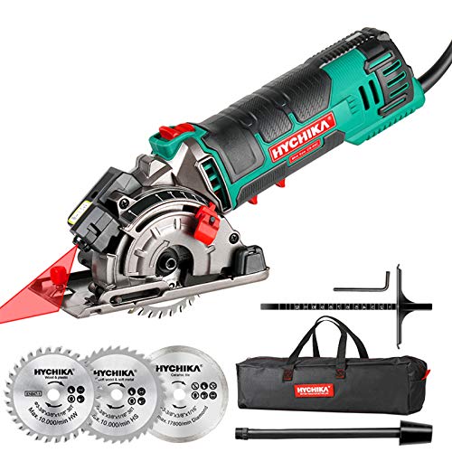 Mini Circular Saw, HYCHIKA Compact Circular Saw Tile Saw with 3 Sa...