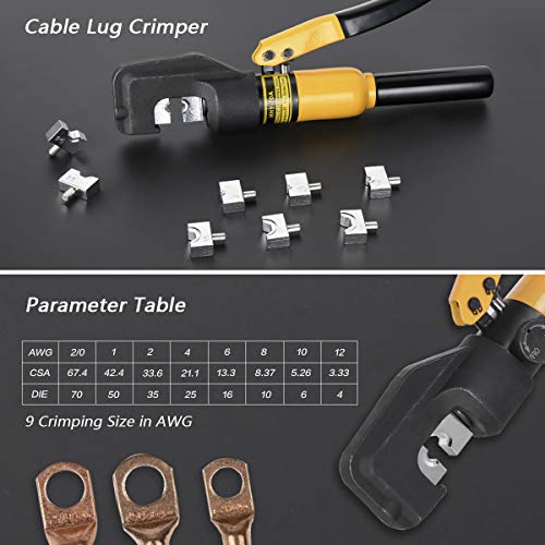 10 Tons Hydraulic Wire Battery Cable Lug Terminal Crimper Crimping...