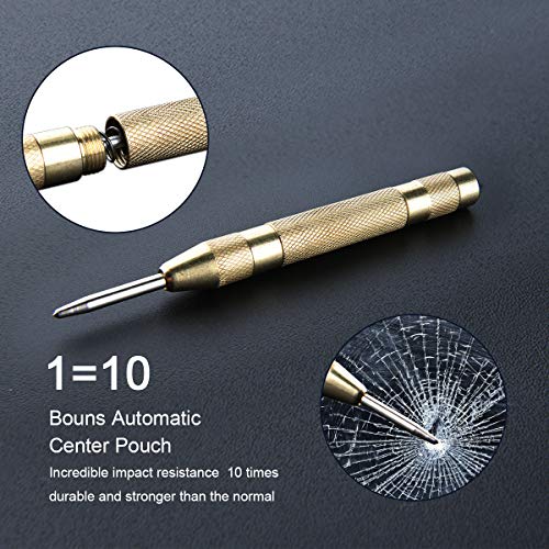 HYCLAT 5 pcs Titanium Step Drill Bits Set & Automatic Center Punch...
