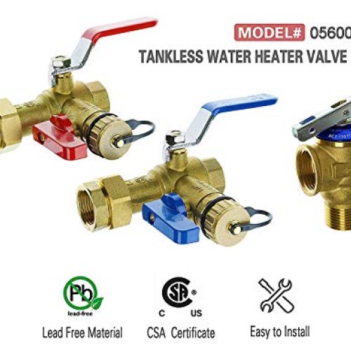 HYDRO MASTER Tankless Water Heater Service Valve Kit with Pressure...
