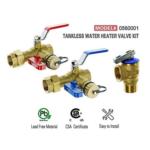 HYDRO MASTER Tankless Water Heater Service Valve Kit with Pressure...