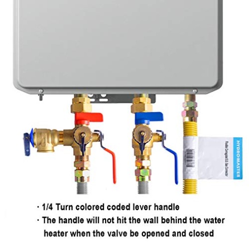 HYDRO MASTER Tankless Water Heater Service Valve Kit with Pressure...