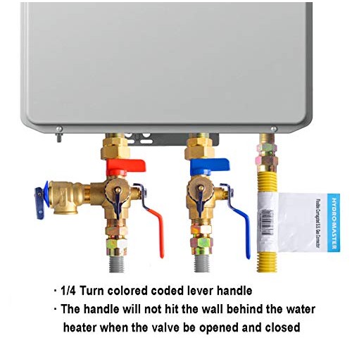 HYDRO MASTER Tankless Water Heater Service Valve Kit with Pressure...