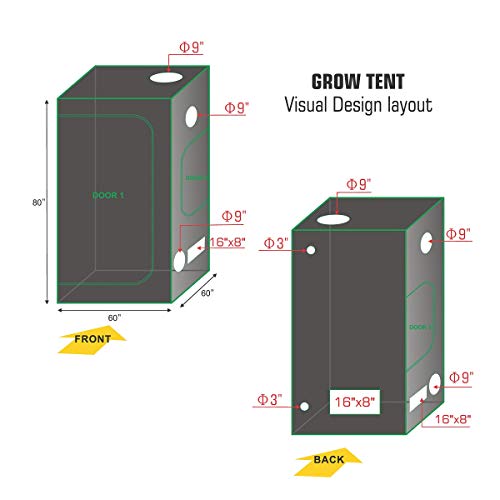 Hydro Plus LED Light Grow Tent Complete Kit LED 900W Grow Light+60...
