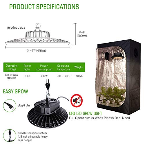 Hydro Plus LED Light Grow Tent Complete Kit LED 900W Grow Light+60...