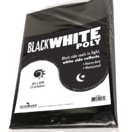 Hydrofarm ABWP1 Black & White Poly, 10 x 10, 5. 5 mil, 10, Black