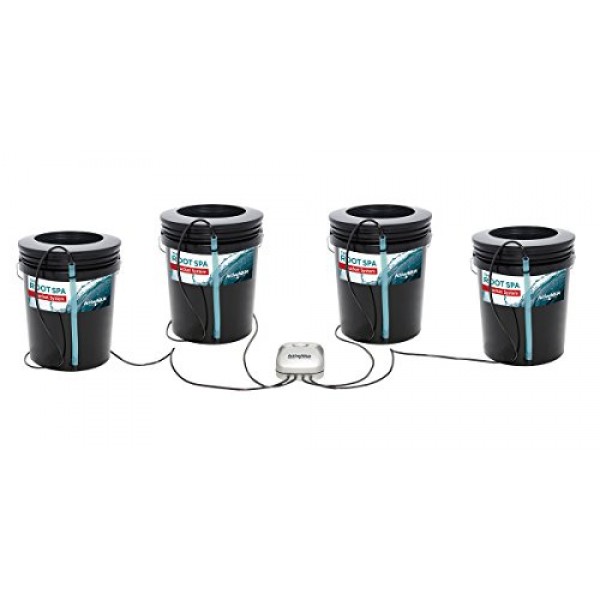 Hydrofarm RS5GAL4SYS Root Spa 4, 5 Gallon Bucket System, Black