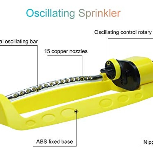 HYDT Garden Sprinkler with 15 Nozzles, Oscillating Large Area Cove...