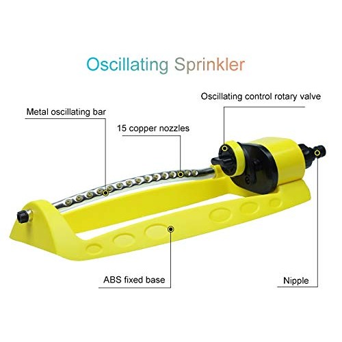 HYDT Garden Sprinkler with 15 Nozzles, Oscillating Large Area Cove...