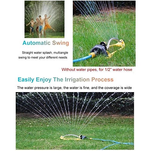HYDT Garden Sprinkler with 15 Nozzles, Oscillating Large Area Cove...