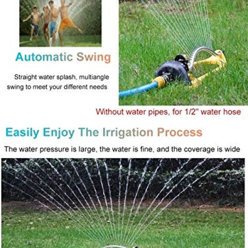 HYDT Garden Sprinkler with 15 Nozzles, Oscillating Large Area Cove...
