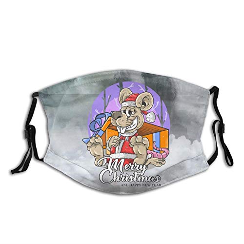 Mouse Sitting Next To The Gift With Merry Christmas Word Art Repea...