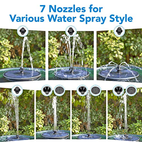 hygger Solar Fountain Pump with 7 Nozzles 4 Plastic Tubings, Outdo...