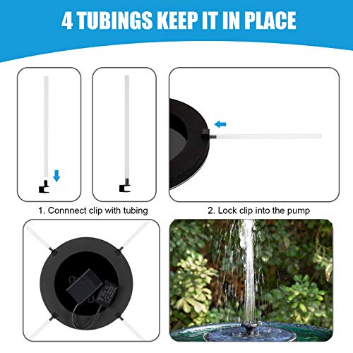 hygger Solar Fountain Pump with 7 Nozzles 4 Plastic Tubings, Outdo...