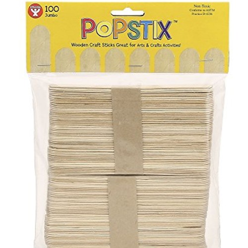 Hygloss Natural Wood Craft Sticks, Jumbo 6-Inch, 100 Pack 72210
