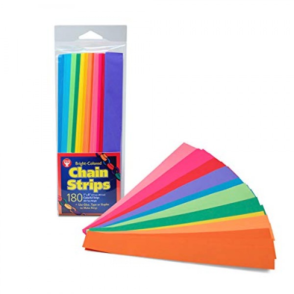 Mighty Bright Paper Chain Strips 1X8 180/Pkg-Assorted Colors