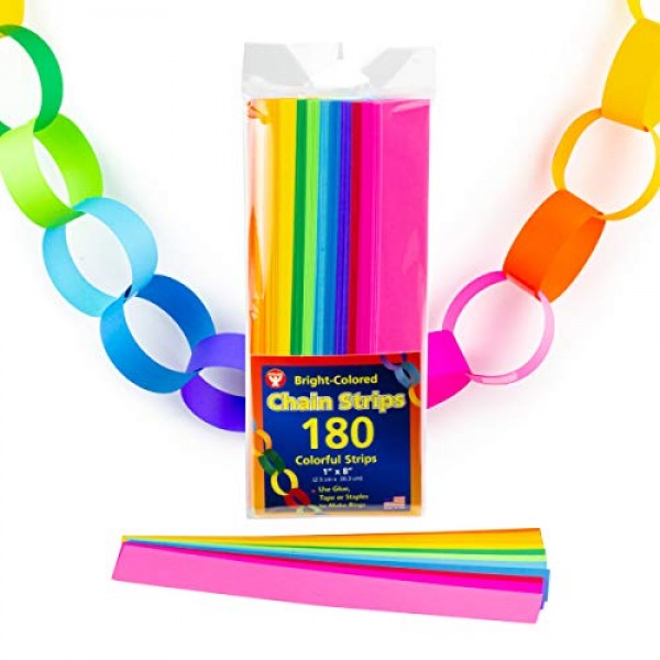 Mighty Bright Paper Chain Strips 1X8 180/Pkg-Assorted Colors