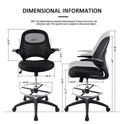 Drafting Chair, Tall Office Chair for Standing Desk, Mesh Drafting...