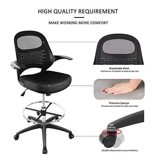Drafting Chair, Tall Office Chair for Standing Desk, Mesh Drafting...