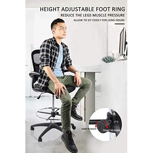 Drafting Chair, Tall Office Chair for Standing Desk, Mesh Drafting...