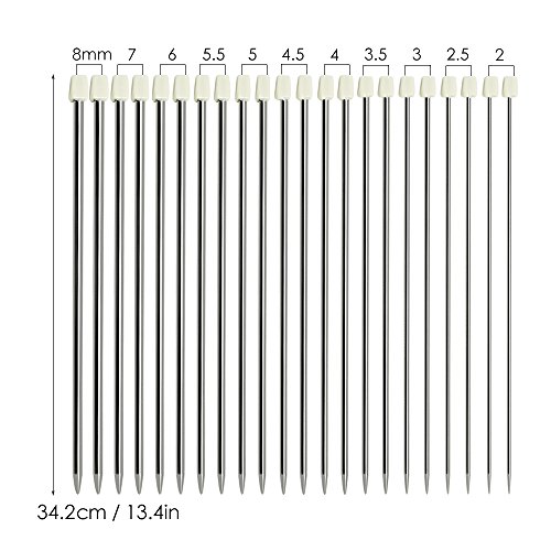 Hysagtek 11Pairs Knitting Needle Set,22pcs,14 inches Length Stainl...