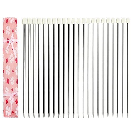 Hysagtek 11Pairs Knitting Needle Set,22pcs,14 inches Length Stainl...