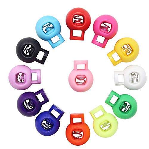Hysagtek 50 Pcs Plastic Spring Cord Lock End Round Toggle Stoppers...