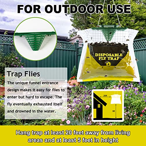 Fly Traps Outdoor Fly Trap Hanging, 4 Natural Pre-Baited Fly Hunte...