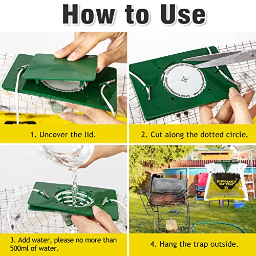 Fly Traps Outdoor Fly Trap Hanging, 4 Natural Pre-Baited Fly Hunte...