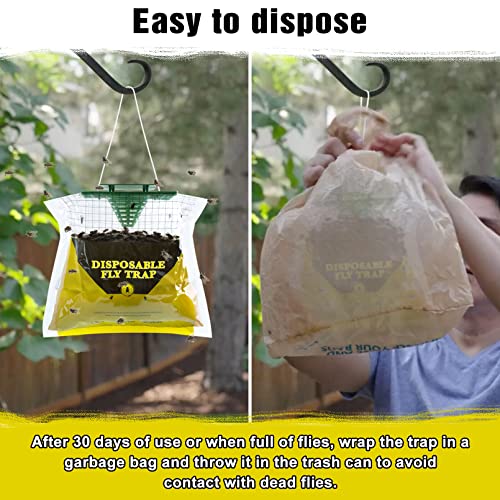 Fly Traps Outdoor Fly Trap Hanging, 4 Natural Pre-Baited Fly Hunte...