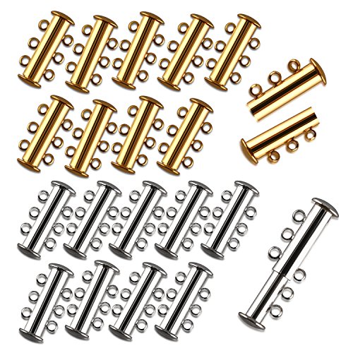 I-MART Pack of 20 Multi 3 Strand Slide Lock Clasps, Connectors for...