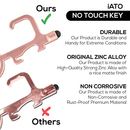 iATO Contactless Door Opener Keychain Tool with Soft Silicone Styl...