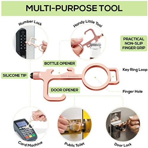 iATO Contactless Door Opener Keychain Tool with Soft Silicone Styl...