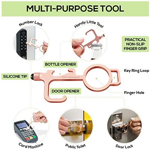 iATO Contactless Door Opener Keychain Tool with Soft Silicone Styl...
