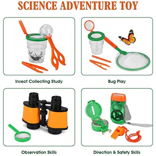 Outdoor Explorer Kit & Bug Catcher Kit with Binoculars, Flashlight...