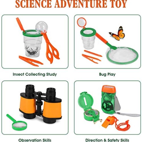 Outdoor Explorer Kit & Bug Catcher Kit with Binoculars, Flashlight...