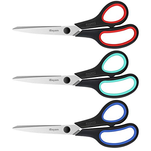 Scissors, 8 Multipurpose Scissors 3-Pack, Ultra Sharp Blades, Com...