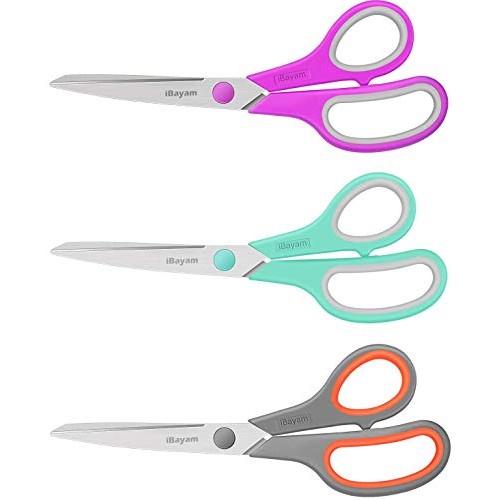 Scissors, 8 Multipurpose Scissors Bulk 3-Pack, Ultra Sharp Blade ...